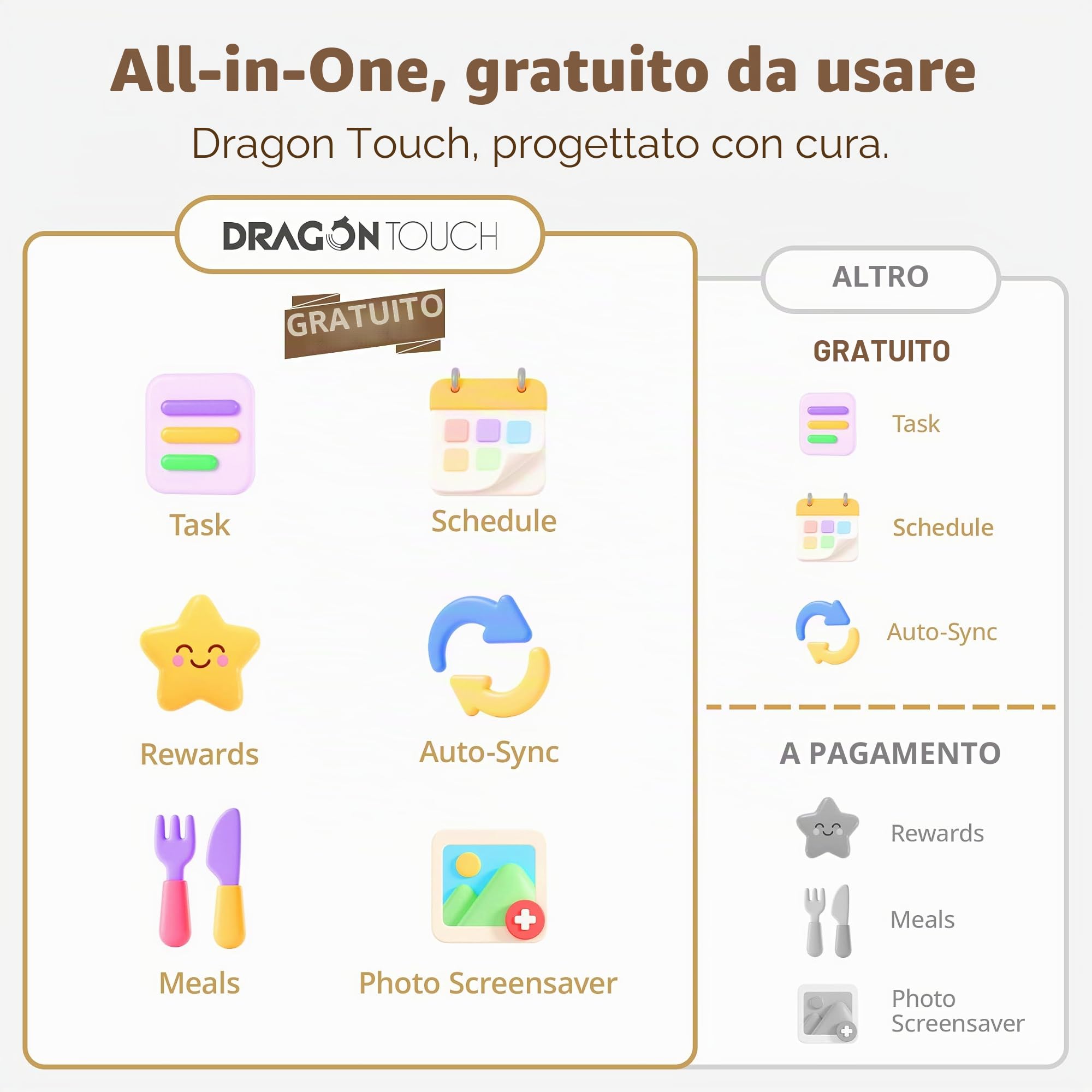 Calendario digitale da 25,4 cm, touch screen, calendario elettronico e grafico delle attività per pianificatore familiare mensile/settimanale, calendario intelligente interattivo con premi