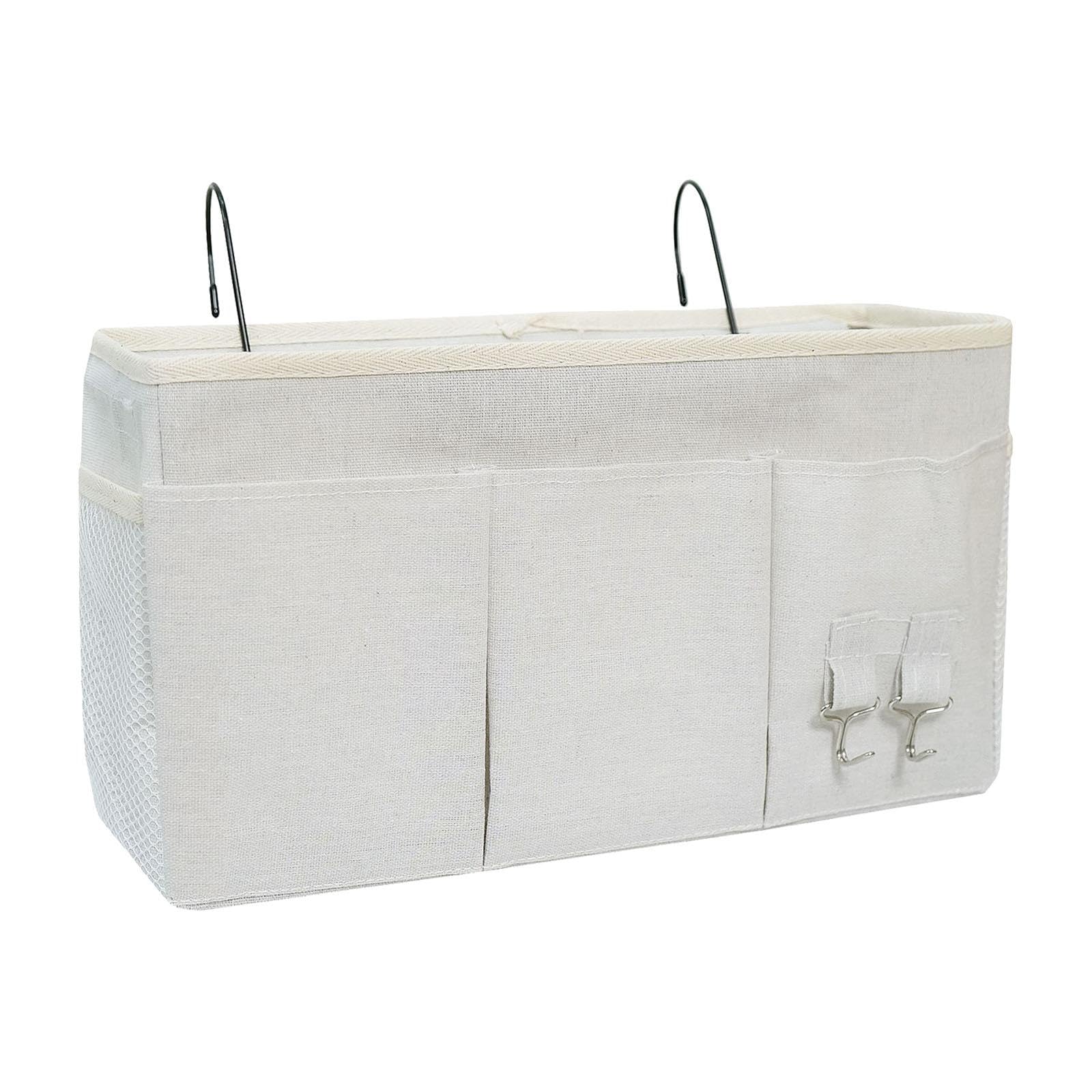 Bedside Hanging Storage Bag Hanging Basket for Magazine Holder Glasses Chair White