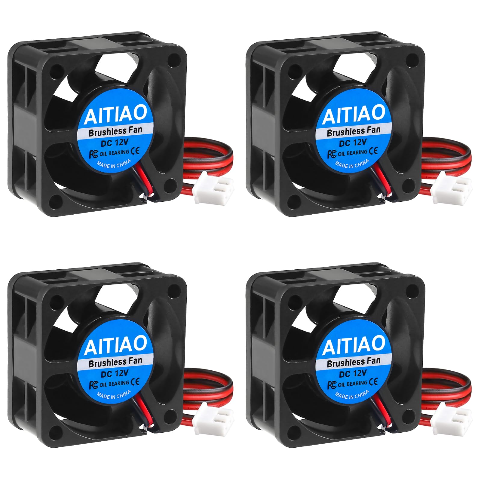 4PCS Brushless Cooling Fan 4020 DC 12V Silent Cooling Fan High Performance 40mmx40mmx20mm Oil Bearing Cooling Fan for Small Appliances Series Replacement