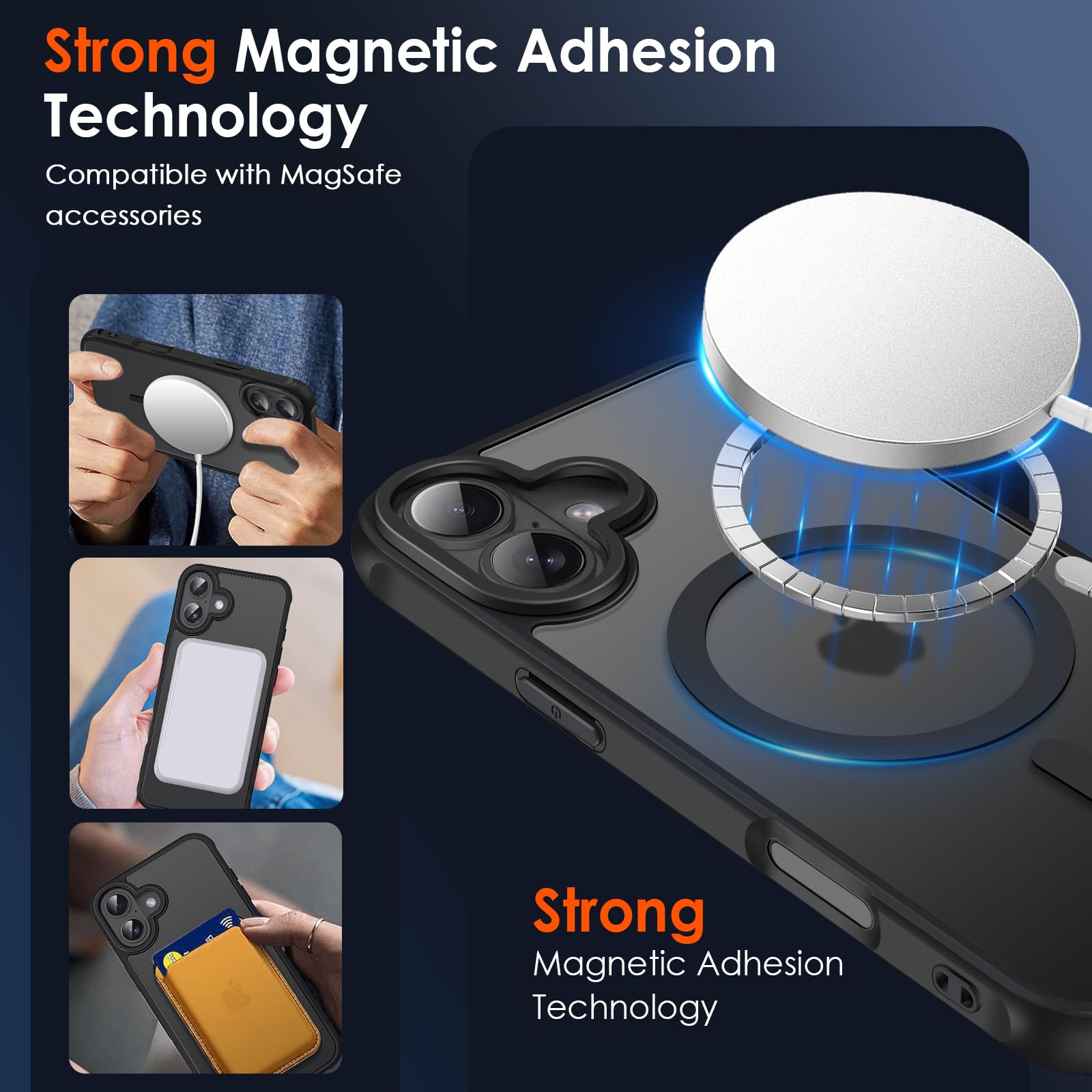 iVoler Cover Magnetica per iPhone 16, [Compatibile con MagSafe] [Protezione Antiurto di Grado Militare] Custodia Traslucida Opaca Posteriore Sottile Silicone Protettiva Case