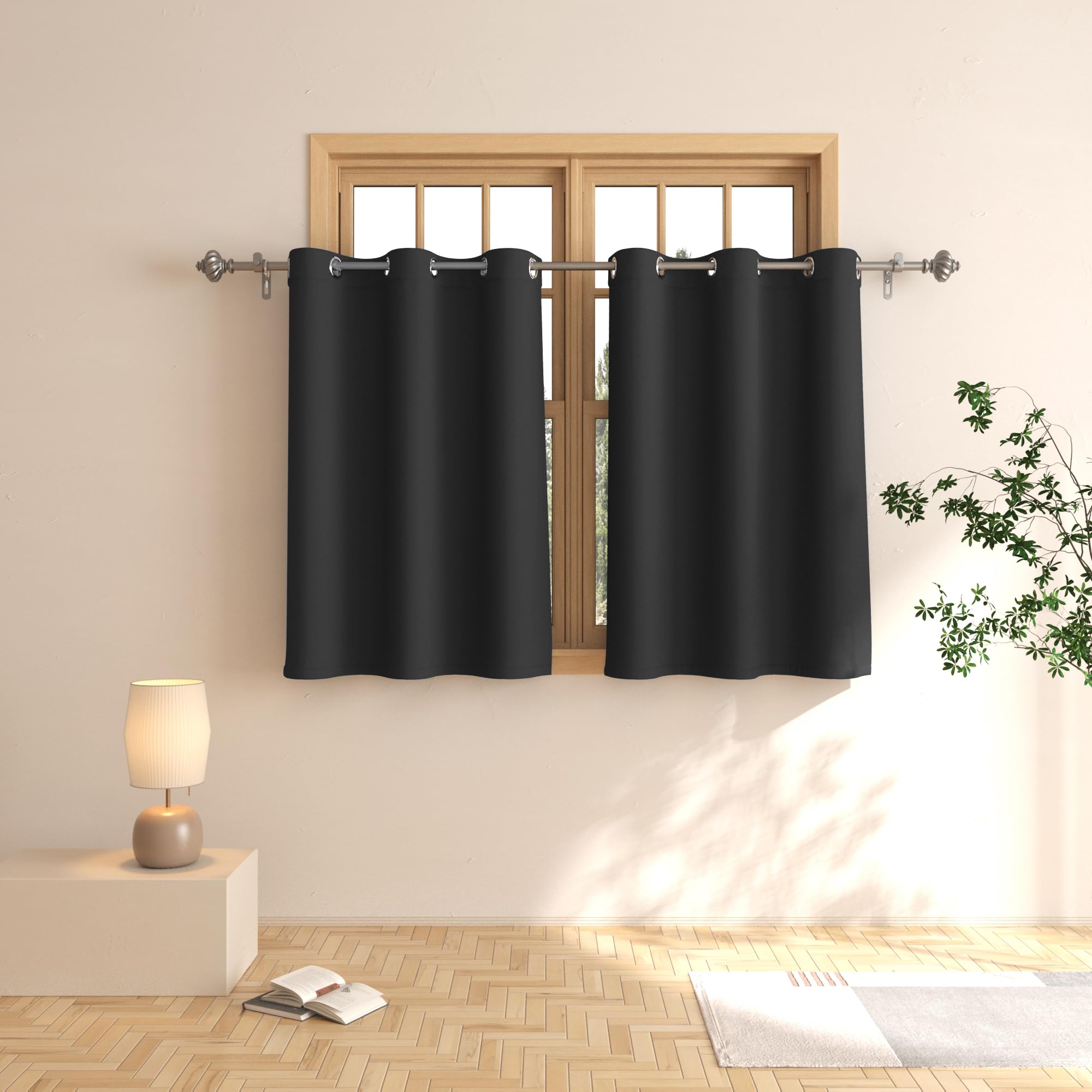 Rideaux noirs de 91,4 cm pour une ambiance tamisée dans la cuisine ou la salle de bain