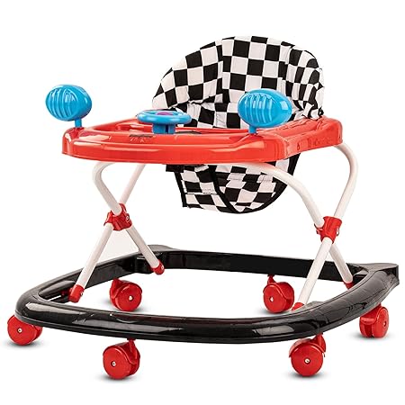 Baybee Nova Baby Walker for Kids, Round Kids Walker with 3 Position Adjustable Height | Walker for Baby with Musical Toy Bar, Activity Walker for Babies 6 -18 Months (Black)