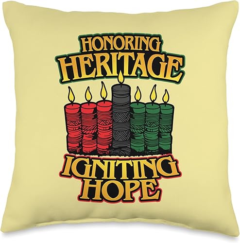 African American Pride & Kwanzaa by NLTS Kwanzaa Candles Honoring Heritage Igniting Hope - Almohada de 16 x 16 pulgadas, multicolor