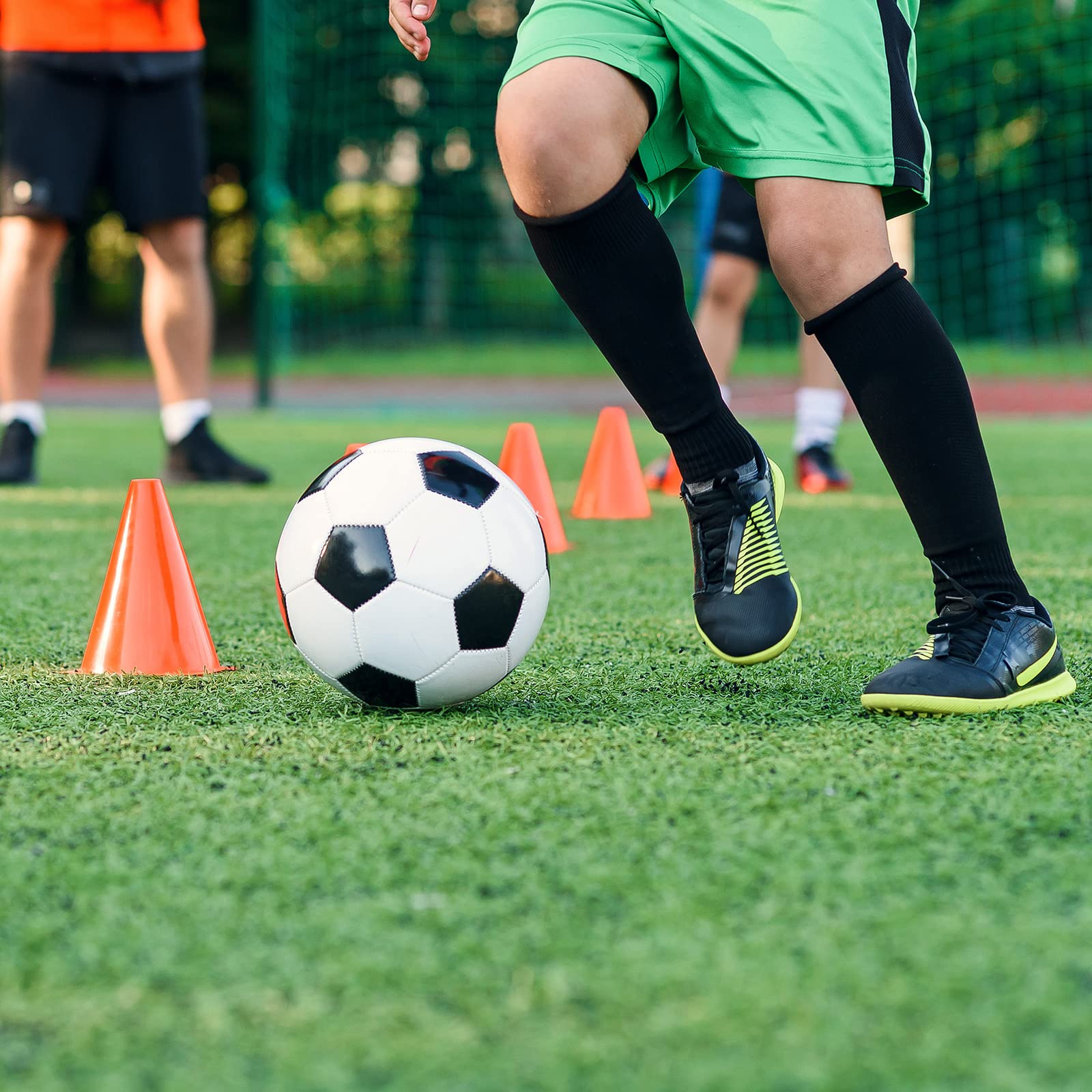 PATIKIL 7" Fútbol Conos, 15 Paquete Plástico Tráfico Entrenamiento Agilidad Campo Marcadores con Transporte Bolsa para Exterior Actividad Práctica, Amarillo