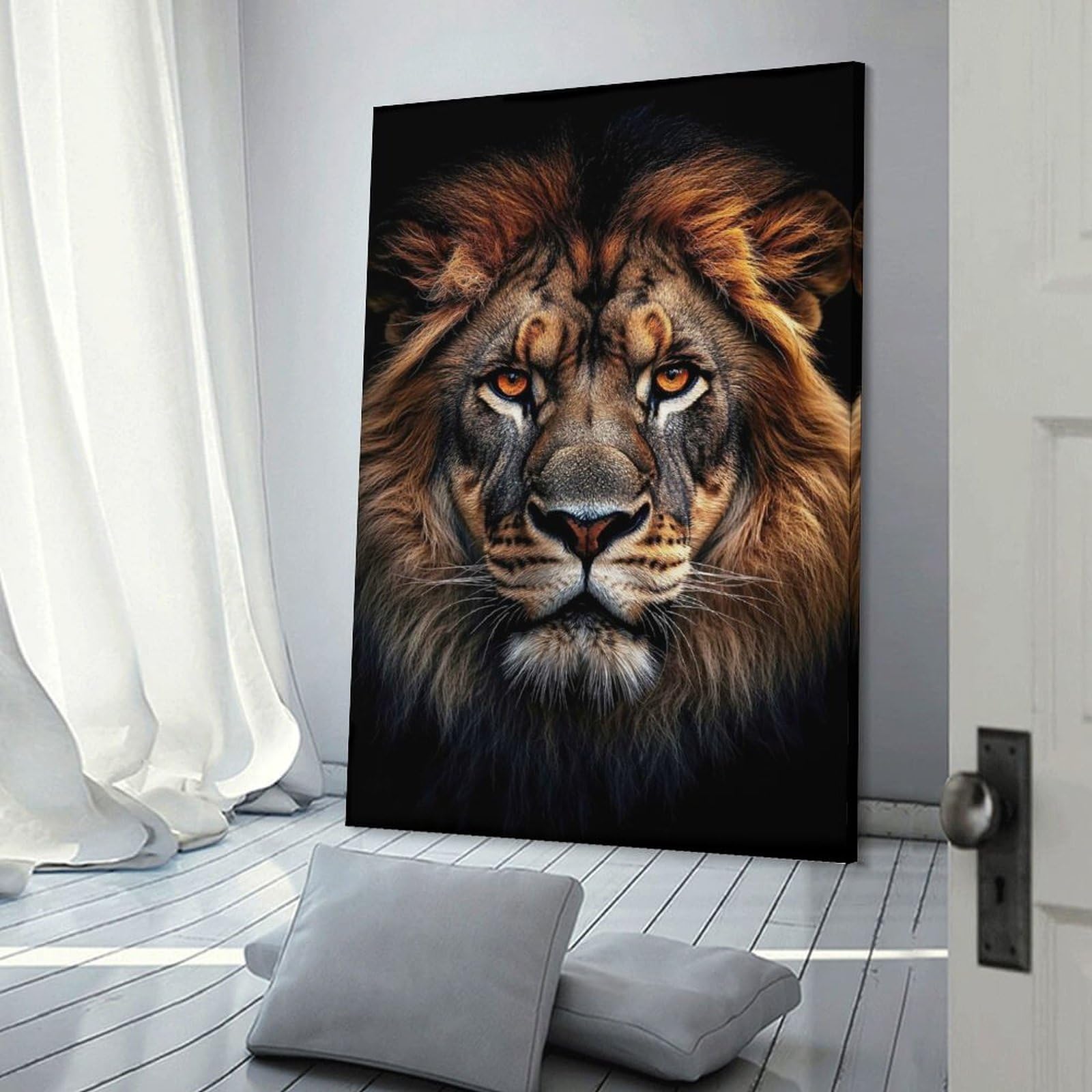 Junmoney Majestic Lion Portrait Room Decor Wall Art, 20x30inch(50x75cm), for Front Hall, Corridor Or Welcome Spaces, A Neat Decor Update for Hallways