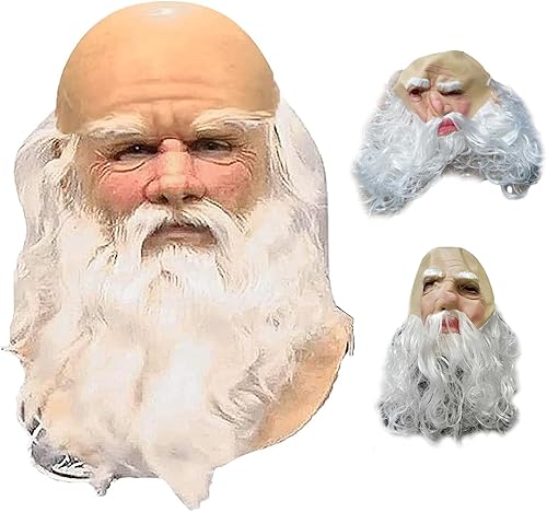 Miniatura 2 de Máscaras de Halloween para adultos, máscara de Papá Noel con barba blanca, de látex, para Navidad, lindos niños y adultos, máscaras faciales