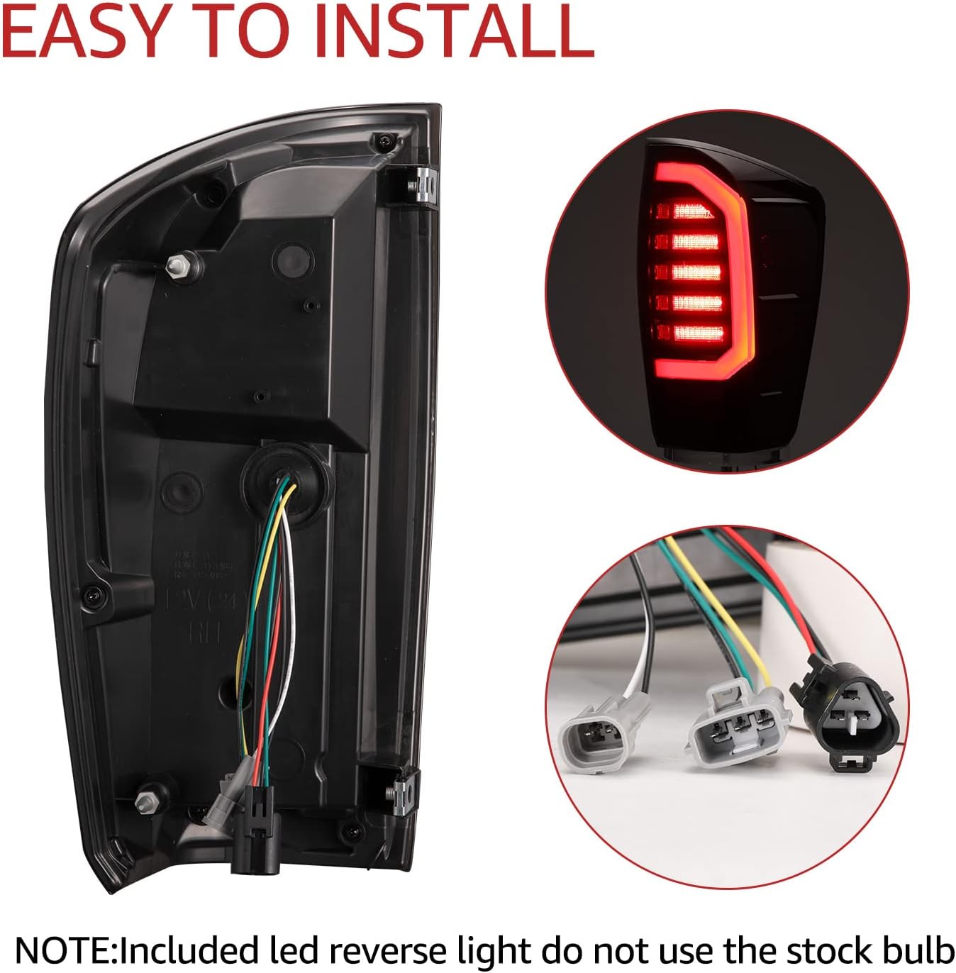 HAKA TOUGH LED Tail Lights for Toyota Tacoma 2016 2017 2018 2019 2020 2021 2022 2023 Black Housing Smoked Lens Pickup Truck Taillights Brake Rear Lamps Assembly Accessories,Passenger & Driver Side