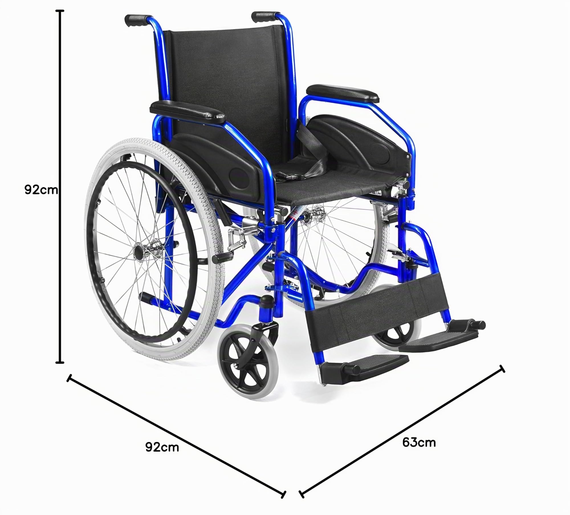 AIESI® Sedia a Rotelle pieghevole leggera ad autospinta per disabili ed anziani AGILA EVOLUTION, Braccioli e Poggiapiedi estraibili, Cintura di sicurezza, Pompa di gonfiaggio, Garanzia Italia 24 mesi