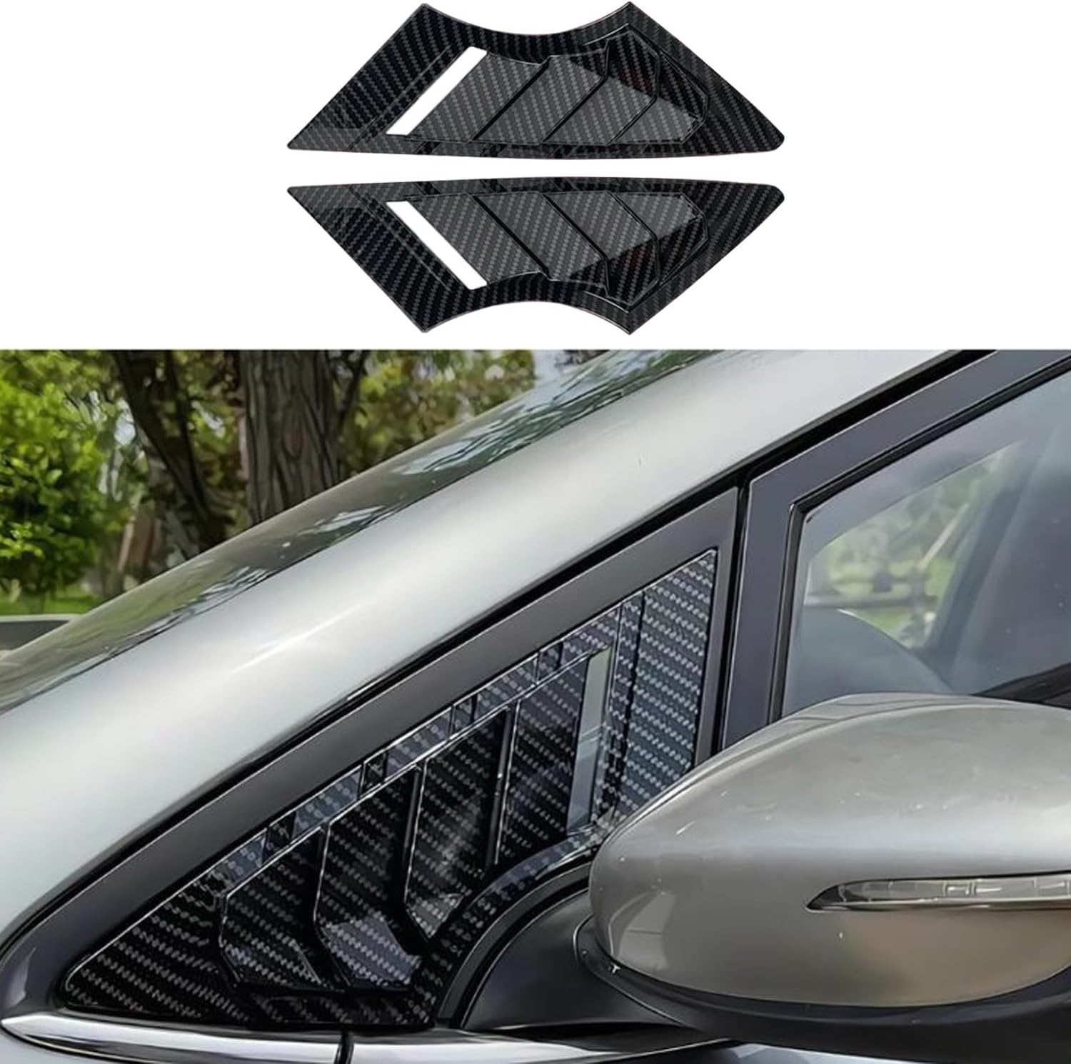 Fits for KIA Forte 2014 2015 2016 2017 2018 2PCS ABS Sport Style Front Side Window Louvers Side Vent Window Decorative Covers Auto Exterior Decoration Trim Accessories(Carbon Fiber)