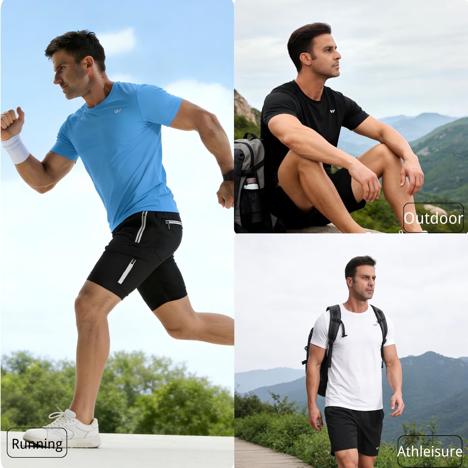 3 or 5 Pack Workout Shirts for Men Quick Dry Running T-Shirt Short Sleeves Moisture Wicking Crew Neck Tee Athletic Casual Top
