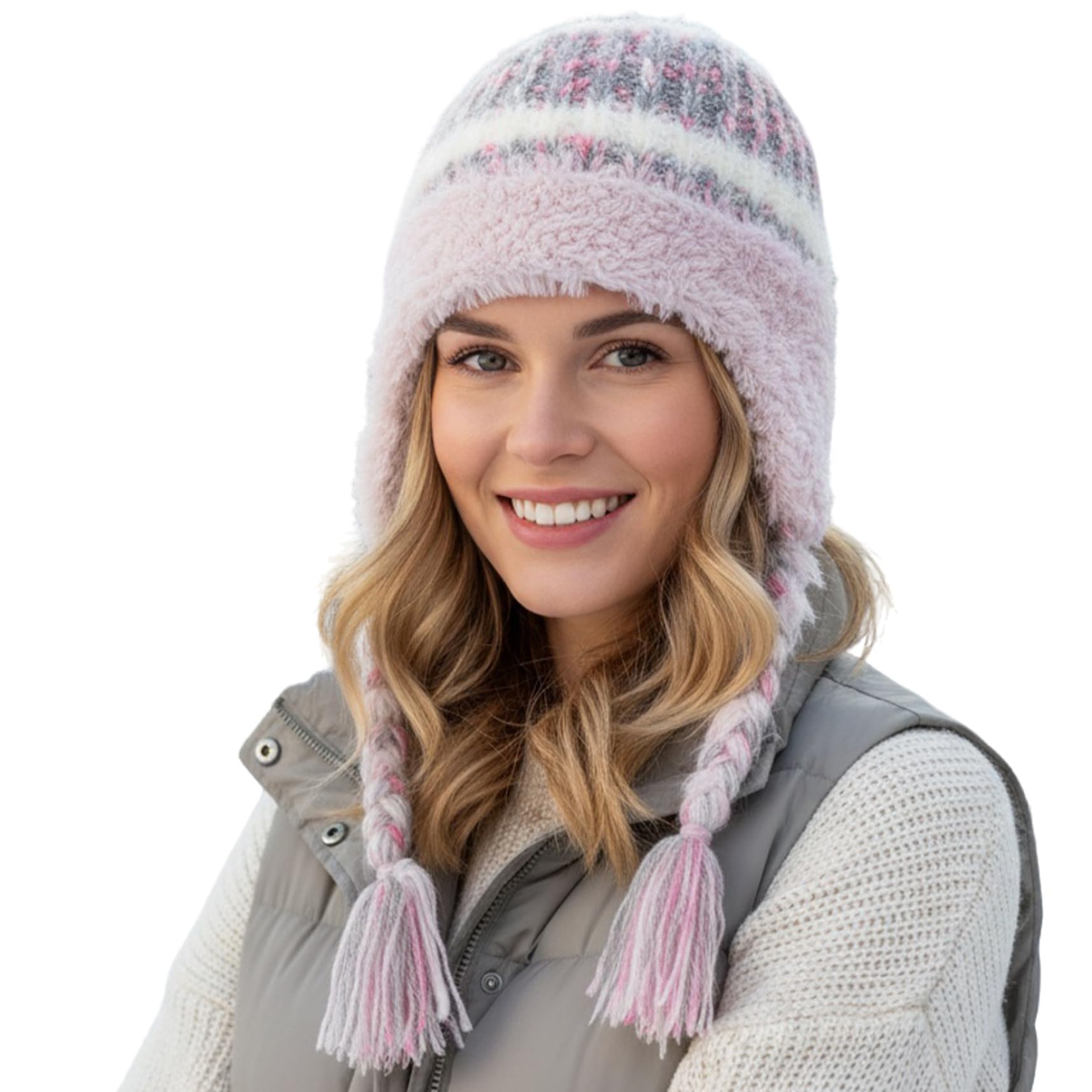 Comebachome Unisex Plush Winter Beanies For Women Knit Warm Color Womens Winter Hat With Ear Flaps & Windproof Rope For Cold Weather Outdoor, Heimdekorationen
