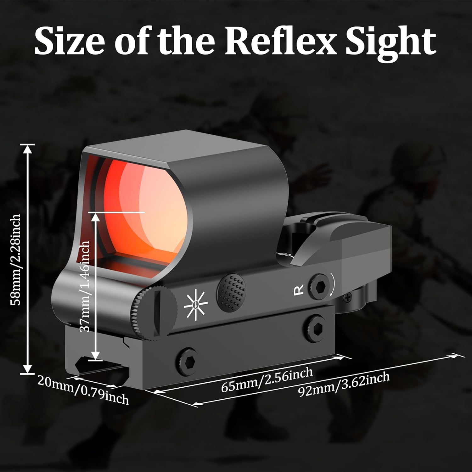Reflex Sight Tactical 1x40mm Red Dot Sight Scope for 20mm Picatinny Rail Brightness Adjustable Riflescope for Hunting Pistol Rifle