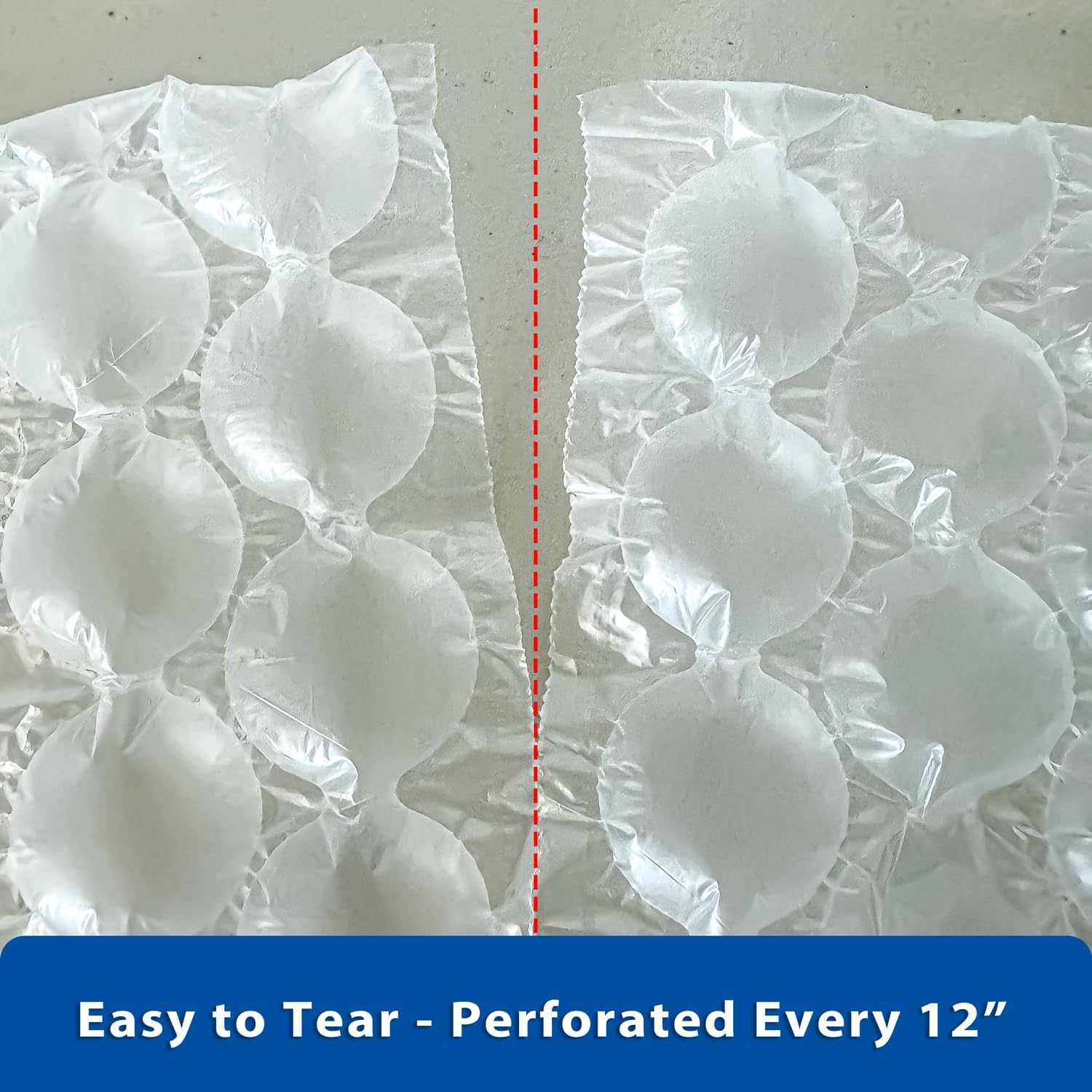 4 Rollen mit 2,5 m x 1,27 cm x 30,5 cm breiten Blasen-Rolle, perforiert alle 30,5 cm, große Luftpolsterfolie, transparente Verpackung, Schutz für Verpackung, Umzug, Versand, Lagerung, 100 m insgesamt