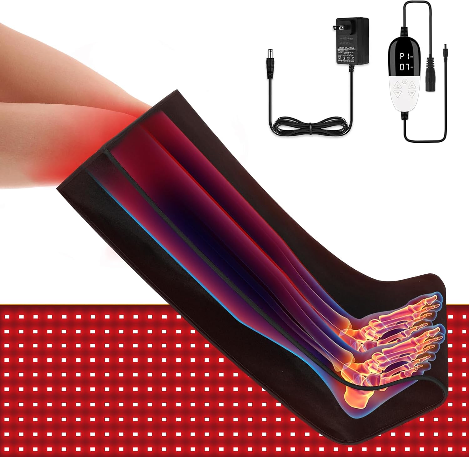 Red-Light-Therapy-for-Feet,Red Light Therapy for Legs Ankle,Infrared Light Therapy Consisting of 420 Dual Wavelength LED,Adjustable Power and Time Controller(30 * 19.7 * 11.11IN)