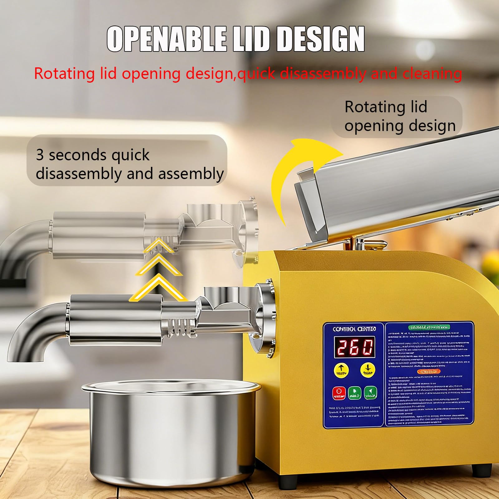 Molino Inteligente De Aceite De Oliva, con Rendimiento De 6 Kg/H A 9 Kg/H, Prensa AutomáTica De Aceite De 800 W/1100 W, para Uso Comunitario 9kg/h