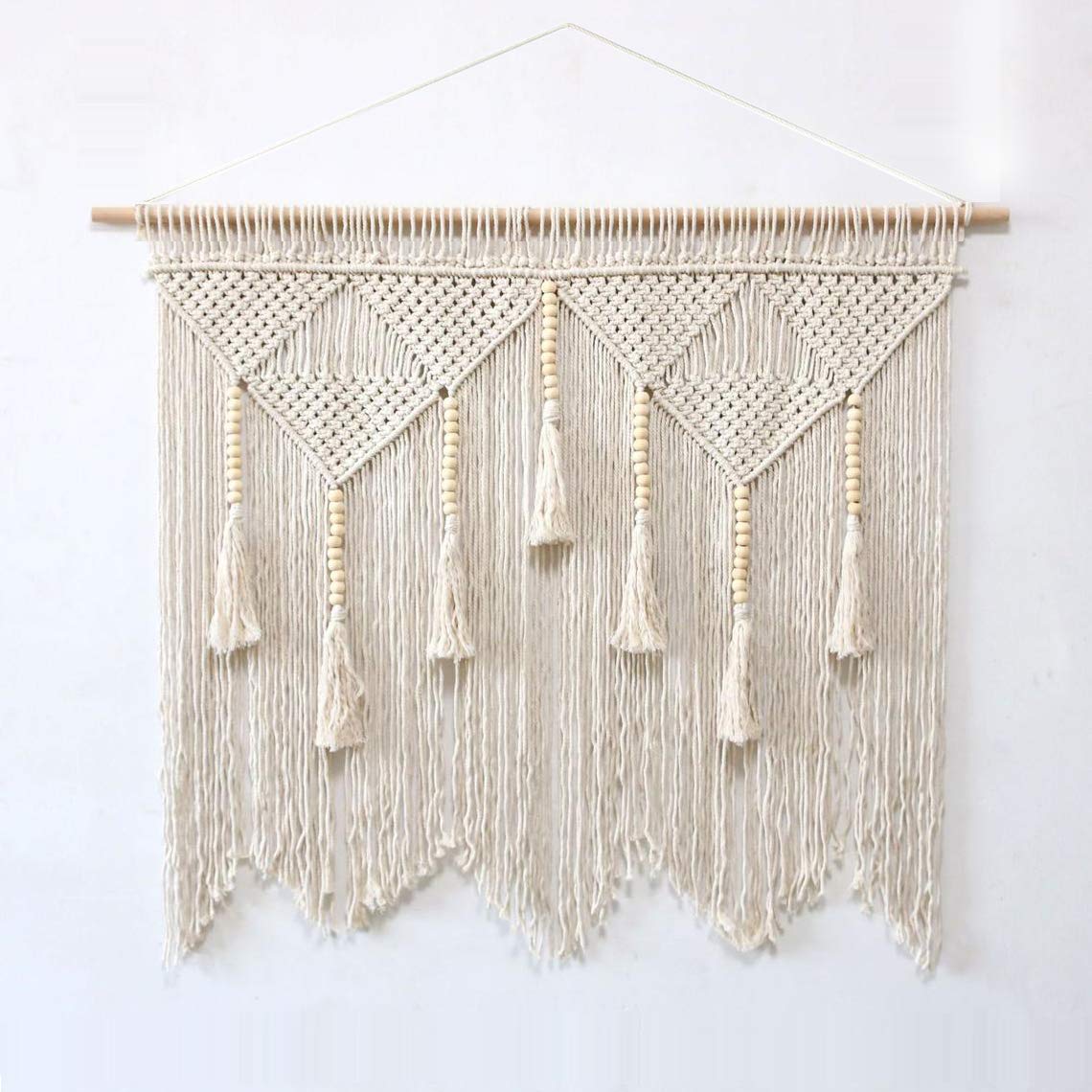 SOONOWBoho Decor, Large Macrame Wall Hanging, Bohemian Wall Decor for Bedroom, 43"x 35" (Wood Stick Included)