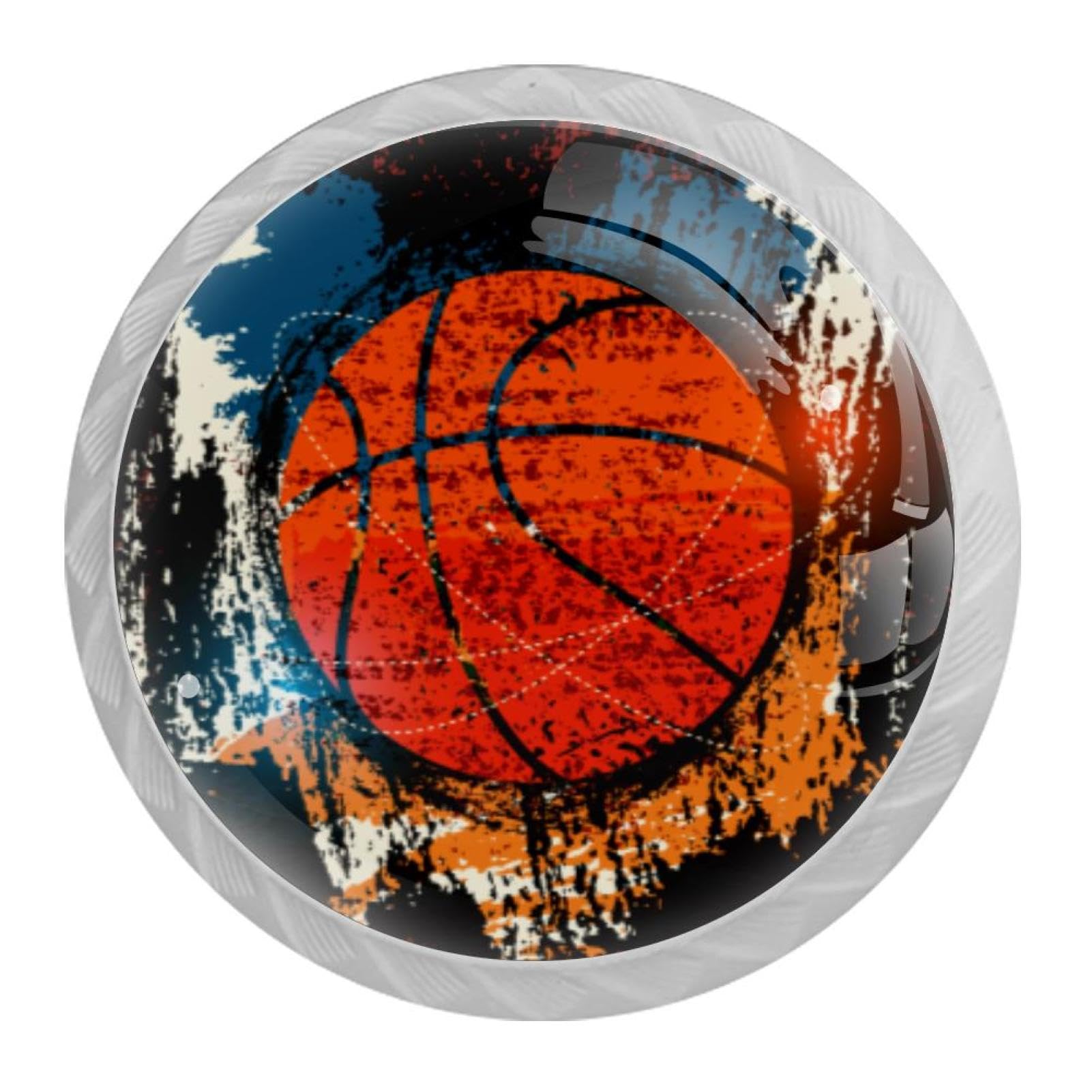 Tqmspg Multi12 4 Pieces Drawer Pulls Basketball Sport Ball Door Knobs Dresser Handles For Kitchen Wardrobe Cupboard Hardware Furniture