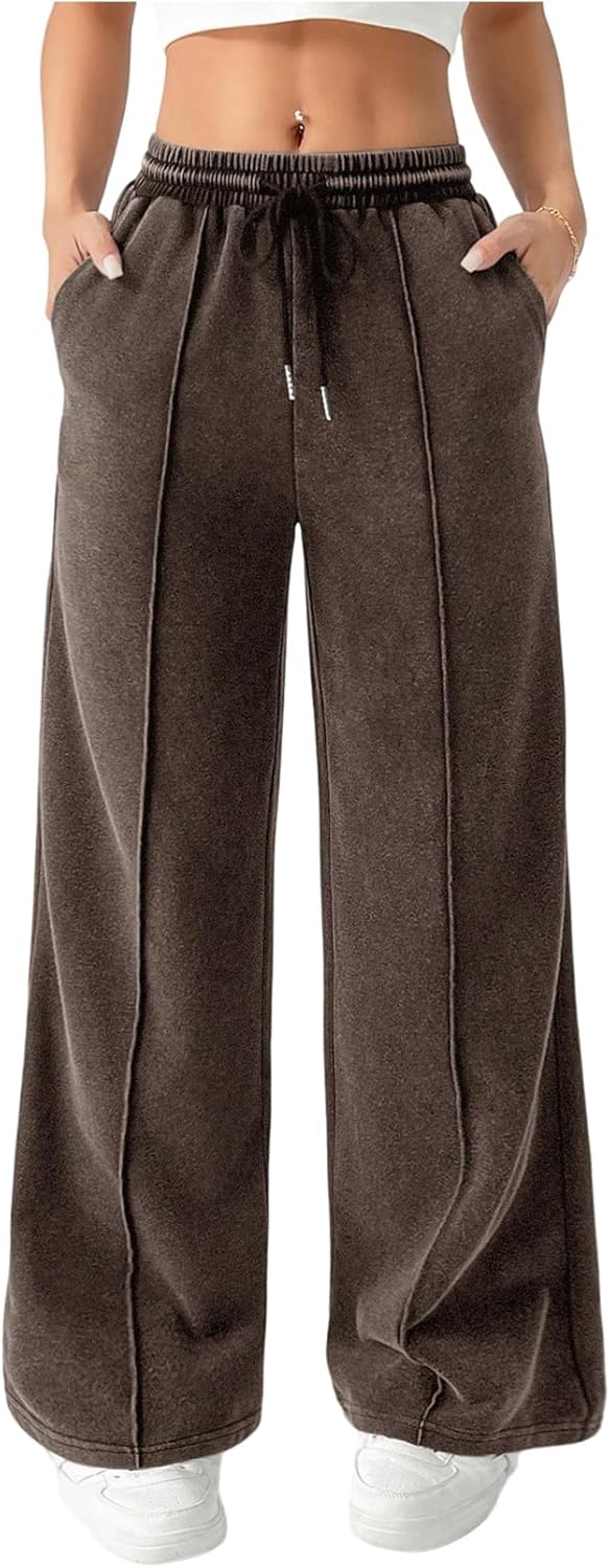 Women's Baggy Sweatpants Drawstring Wide Leg Sweatpants Sweat Pants Trendy Joggers Track Pants