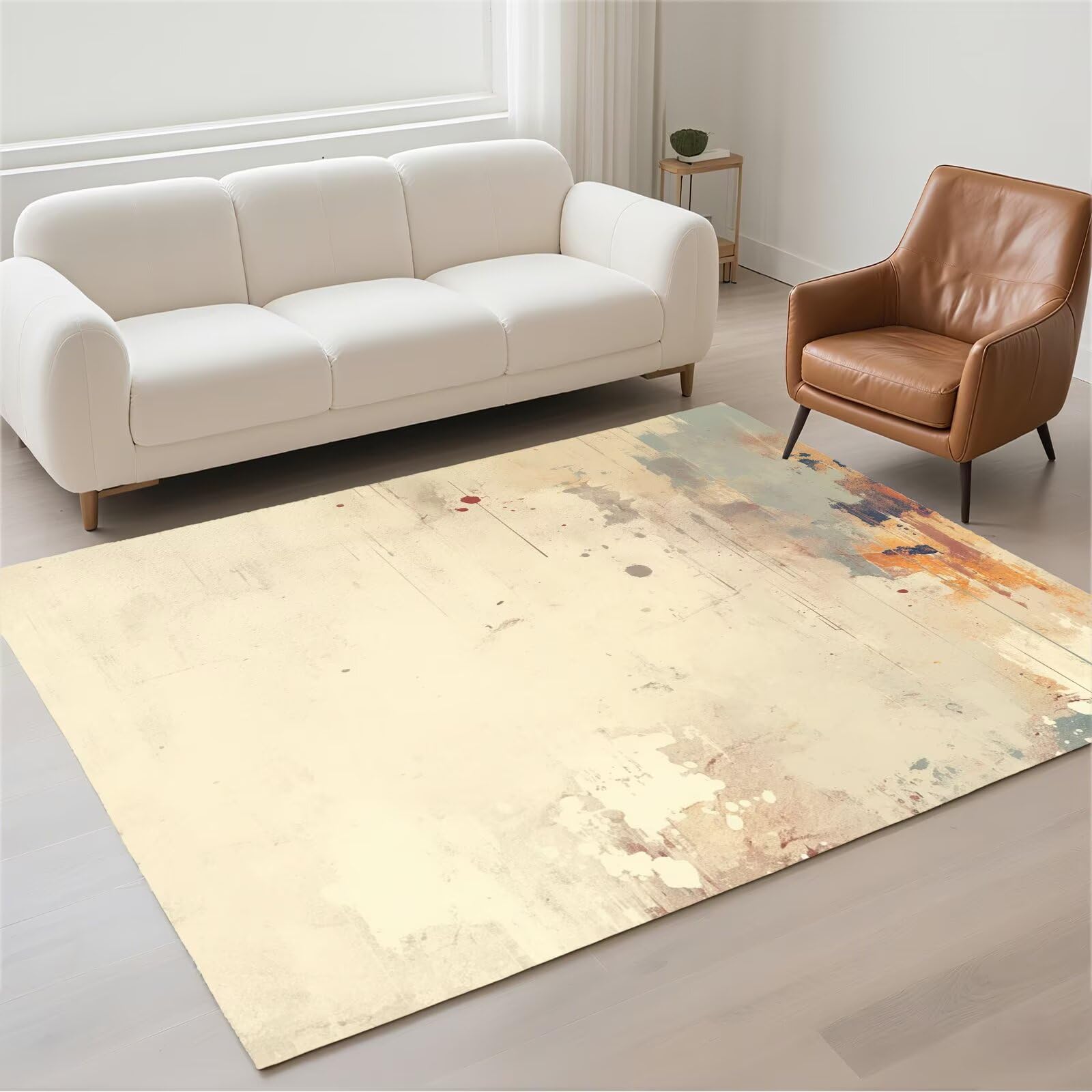Tapis Salon Imperméable et Lavable 80x150cm Bouclée Neutre