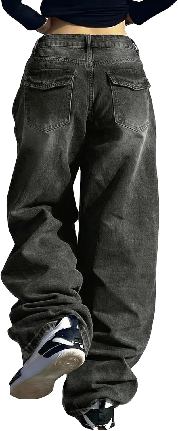 EMMIOL Baggy Jeans for Women, Wide Leg Jeans Plus Size Boyfriends Denim Pants, Y2K Vintage Style
