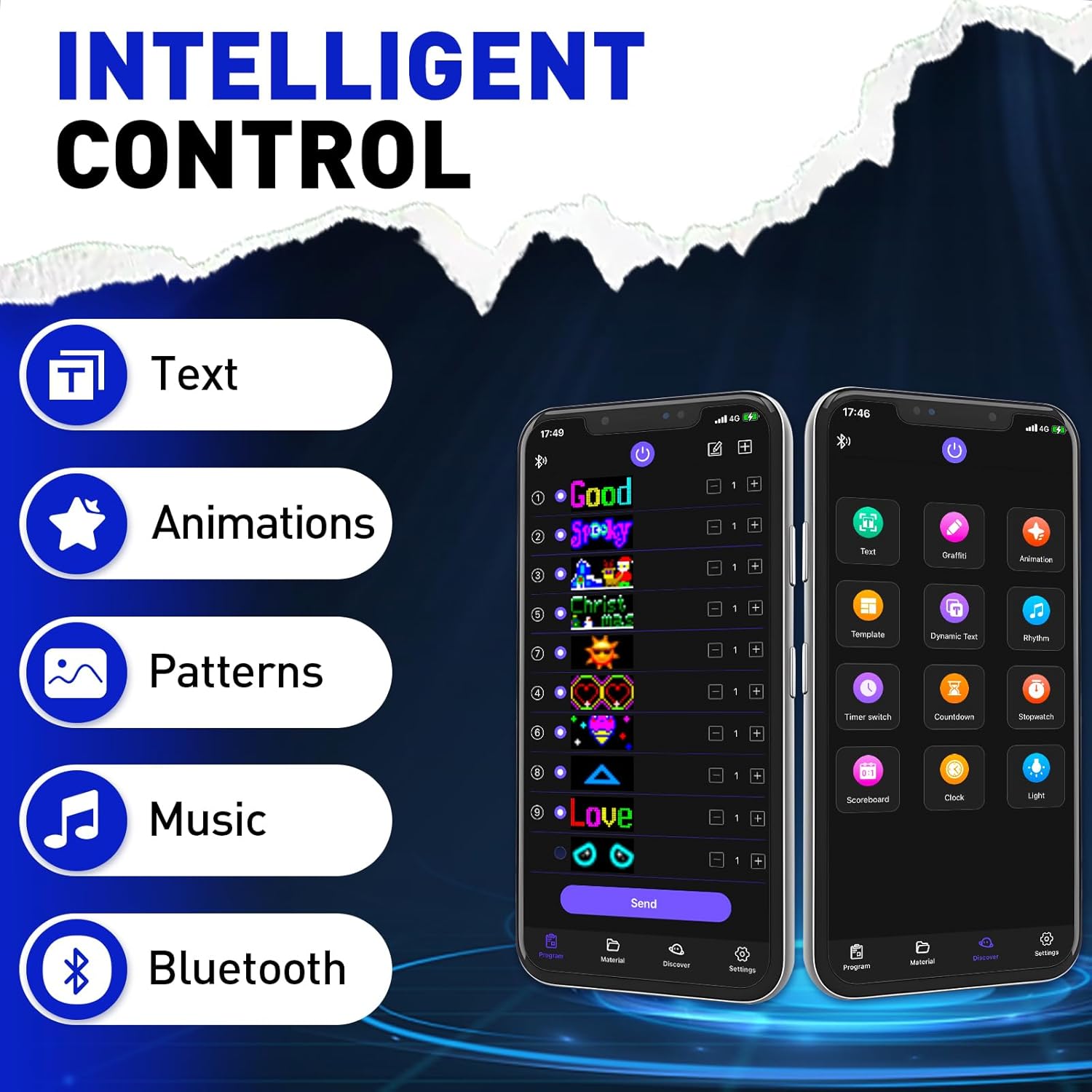 LED Hats, LED Cool Novelty Baseball Caps,Bluetooth Control,Supports Text, Patterns, Animations for Party Bar Christmas