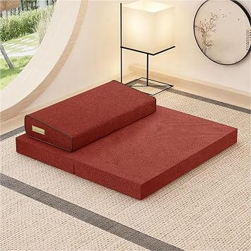 Meditation Cushion, Folding Meditation Mat, Meditation Pillows for Sitting on Floor, Floor Cushions with Pillow Set, Yoga Cushion for Living RoomRed