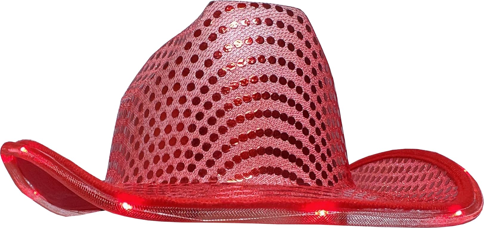 Studio Halloween Adult's Red Sequin Cowboy Hat With LED Trim Costume Accessory
