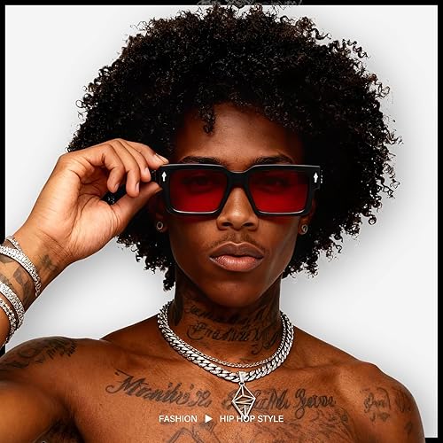 Miniatura 2 de KUGUAOK Lentes de sol rectangulares de moda para hombres y mujeres, estilo retro de los años 90, lentes de sol con marco cuadrado, lentes de sol