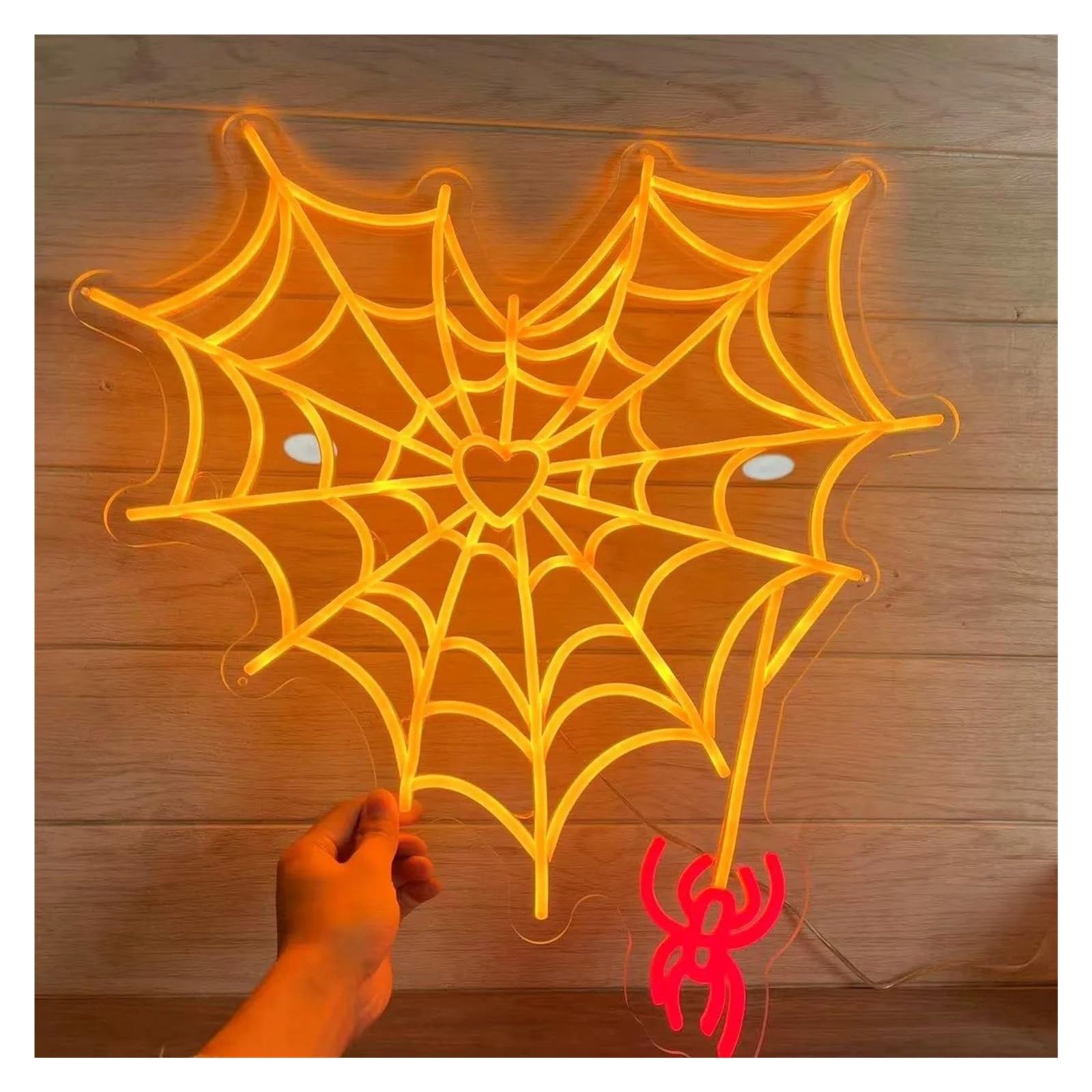 LEMST Signs Lamp Neon Decor Spiderweb Heart Neon Sign Trick Or Treat Sign Spider Cobweb Neon Sign Event Party Home Decor 36cmx40cm(C)