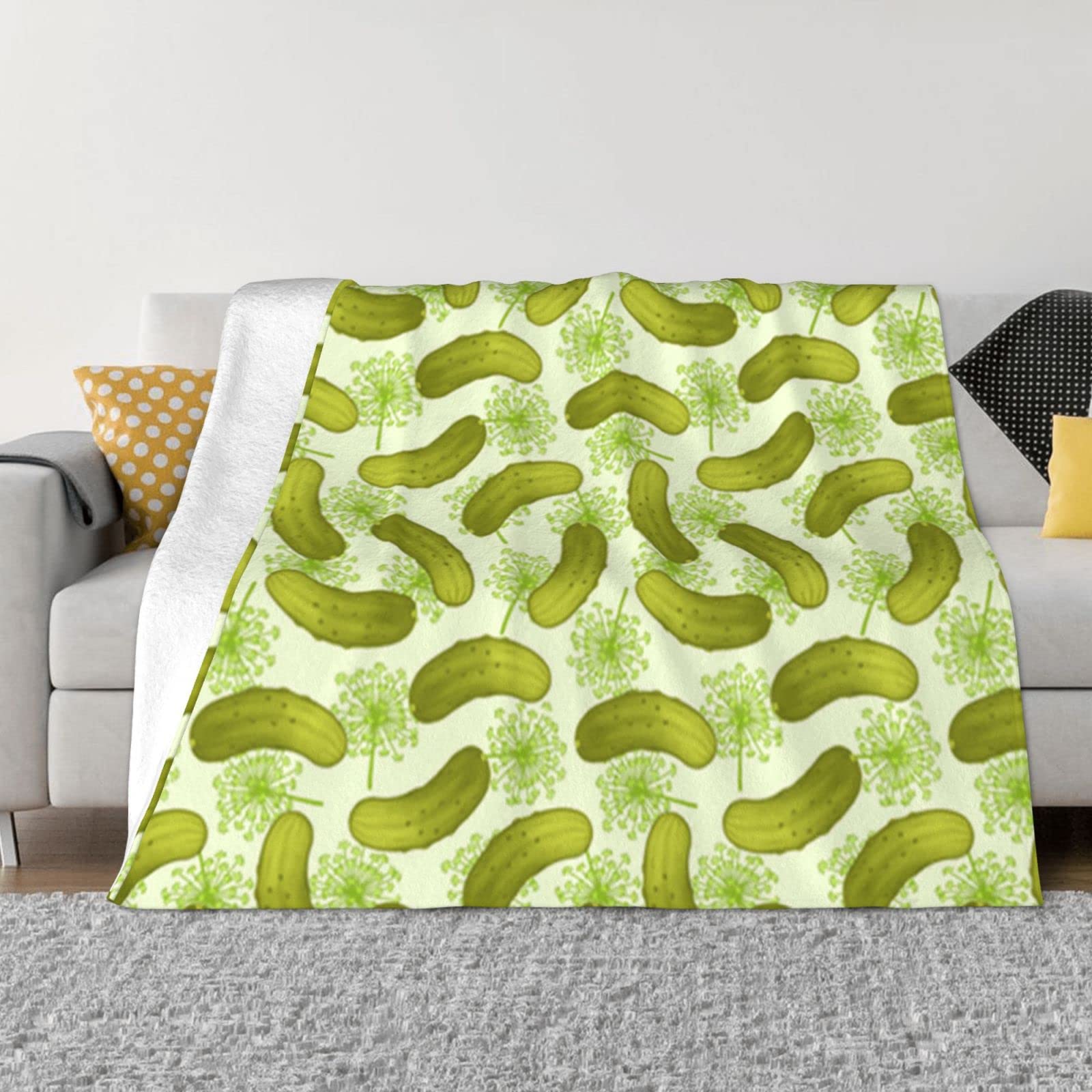 Plaid en flanelle rigolo motif cornichon d'aneth idée cadeau originale pour lit