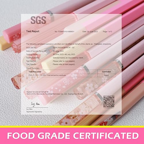 Vista 37 de GLAMFIELDS 10 pares de palillos de fibra de vidrio, sushi, reutilizables, aptos para lavavajillas, 9.5 pulgadas, flor negra