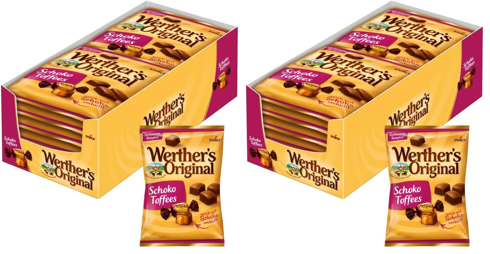 Werther's Original Schoko Toffees – 12 x 180g – Karamelltoffees mit Vollmilchschokolade (30 Prozent) überzogen (Packung mit 2)