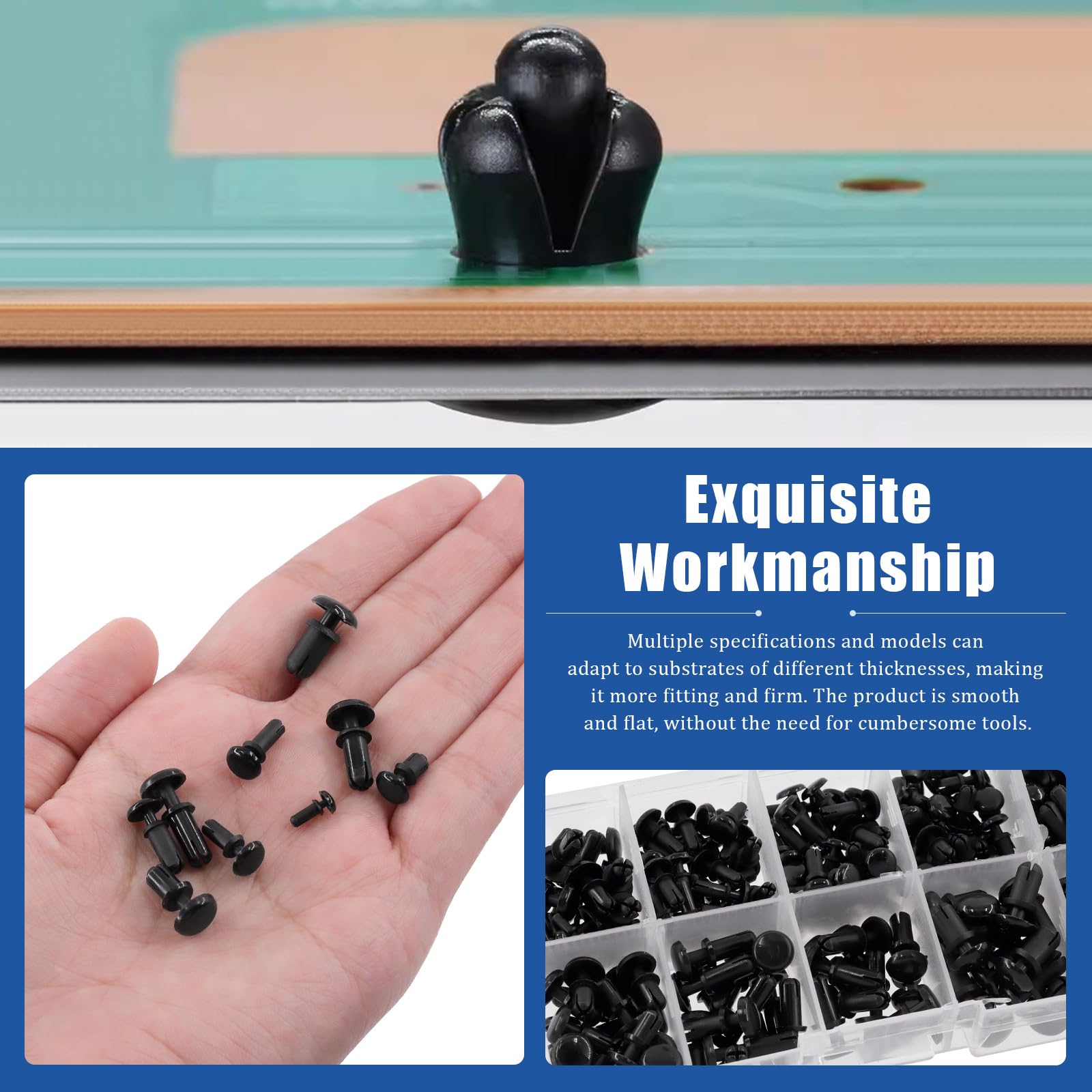 Clip di fermo per auto Rivetti per paraurti, 500 pezzi 30 misure Assortimento di plastica per portiere per auto Clip di fissaggio per paraurti Fermo per rivetto Kit perni di spin