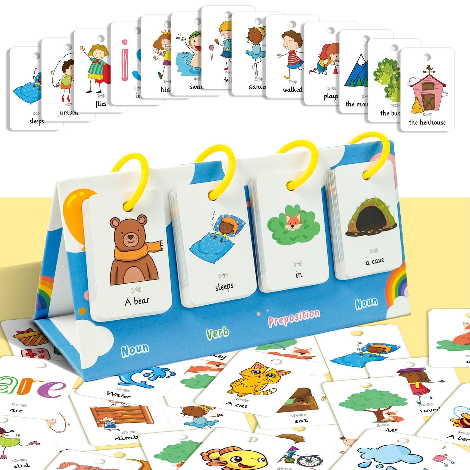 Construction de Phrases pour Les, Cartes Flash pour Les,Tableaux d'apprentissage de la Lecture autonomes - Outil éducatif en Classe, Tableau Autonome de Construction de Phrases pour la Formation à l