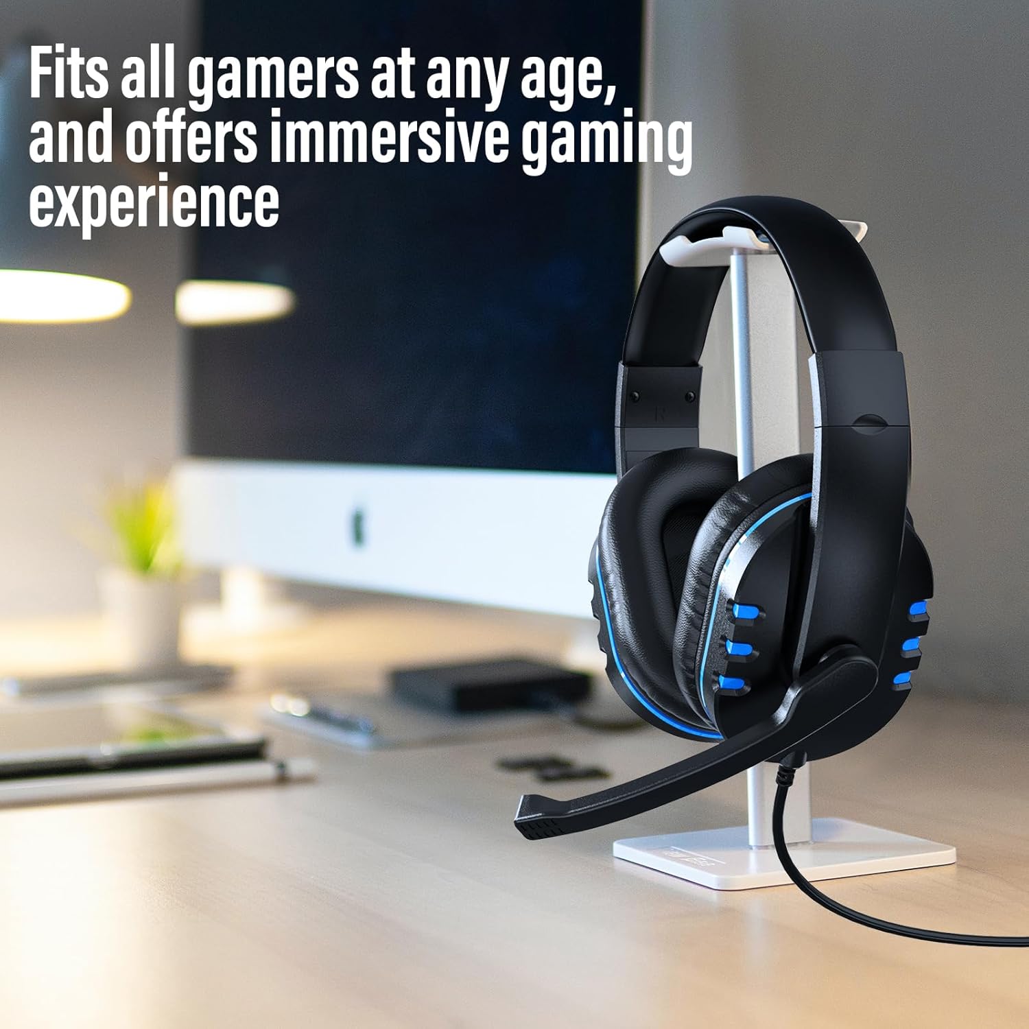 Diswoe Gaming Headset for Ps-4 Ps-5, Headset for Xbox One s 3.5mm Wired Over-head Stereo Gaming Headphone with Mic Microphone Volume Control for PC Xbox One s Tablet Laptop Smartphone