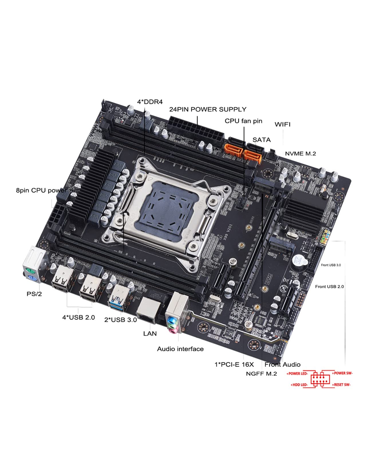 Płyta główna X99 pasuje do LGA2011-3 V3 V4 z podwójnym gniazdem M.2 NVME obsługuje cztery kanały DDR4 ECC 8 TF SATA3.0 USB3.0 gaming płyta główna Combo