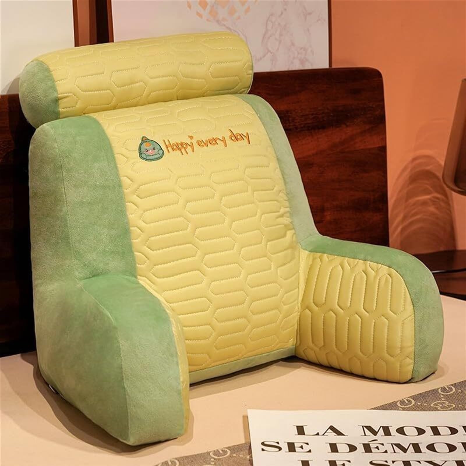 MYXJX back support cushion, Large Backrest Waist Pillows Triangle Reading Relax Sofa Support can Removed and Washed(Green,55 * 50CM)