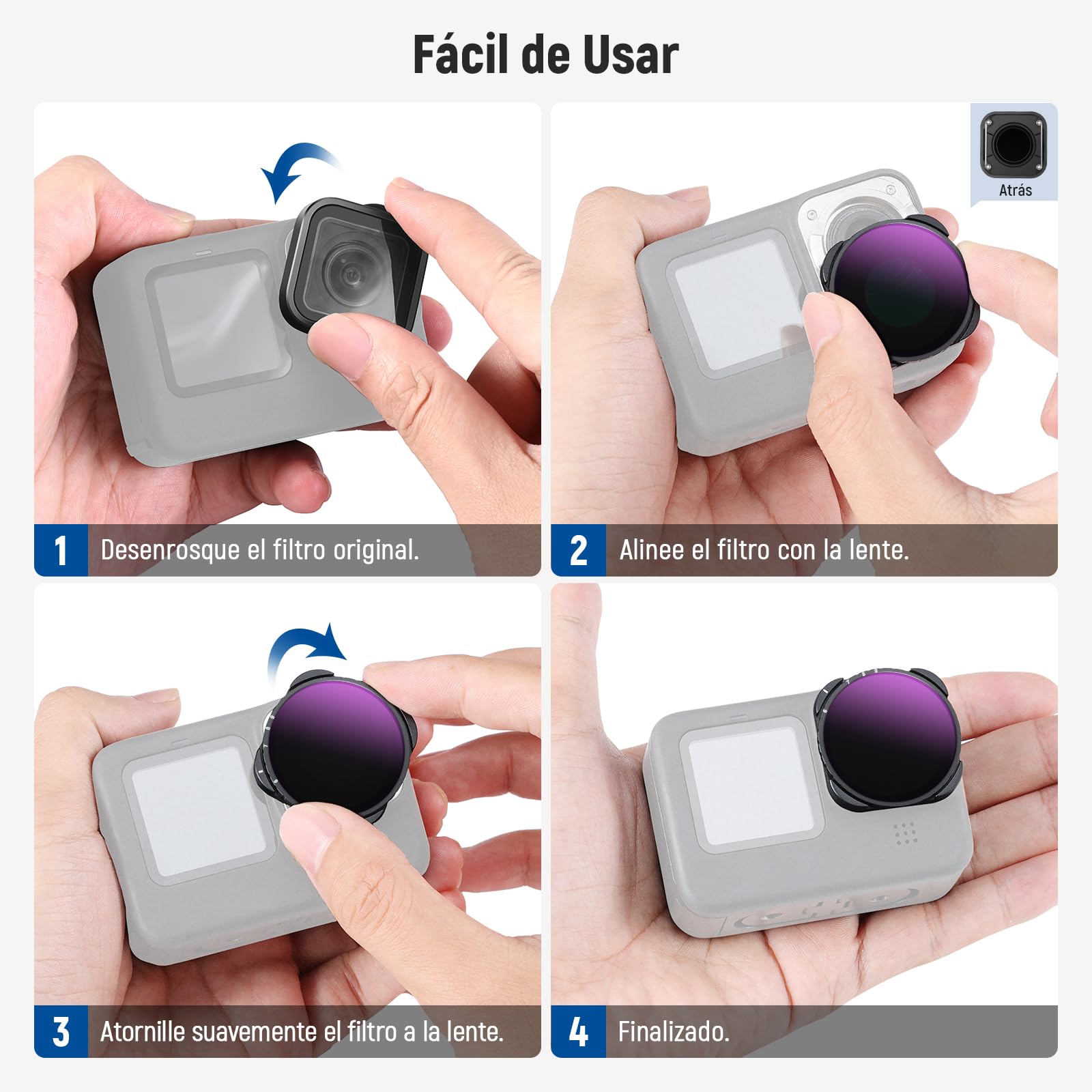 NEEWER Filtro Variable ND64-512 Compatible con GoPro 9 10 11 12 13, Filtro ND 5-9 Paradas Marco Delgado Vidrio Optico HD Multicapa, sin Patrón X