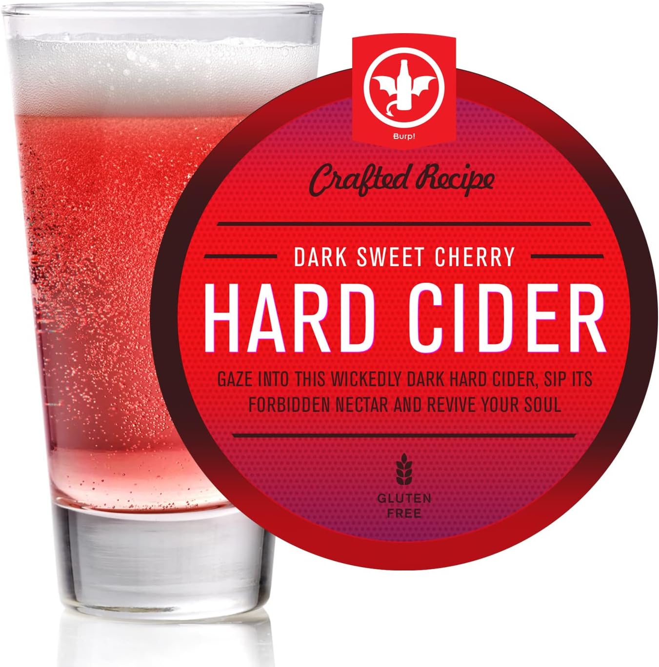 BrewDemon 2 Gal. Dark Sweet Cherry Hard Cider Recipe Kit - Makes a Wicked-Good 5.5% ABV Batch of Craft Brewed Hard Cider