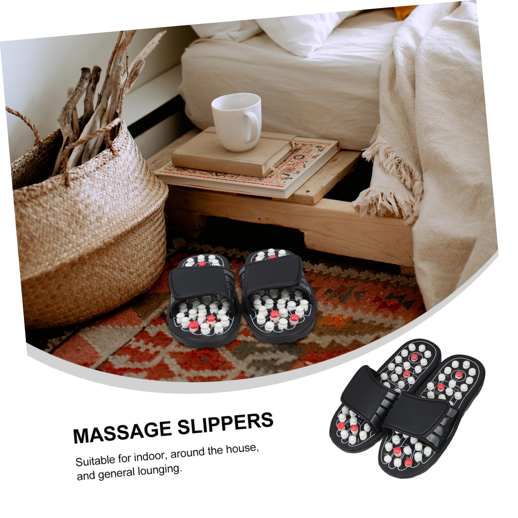 Ipetboom Akupunkt Sandalen aus Gummi mit Verstellbaren Riemen zur Fußmassage und Ermüdungsreduktion für Herren und Damen für Zuhause und Indoor Anwendung