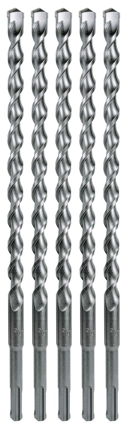 Makita 5 Pack - SDS-Plus 1/2" Drill Bits for Rotary Hammer Drills | 10" Length Tungsten Carbide Masonry Drill Bit Set | Concrete, Brick, Tile & Cinder Block