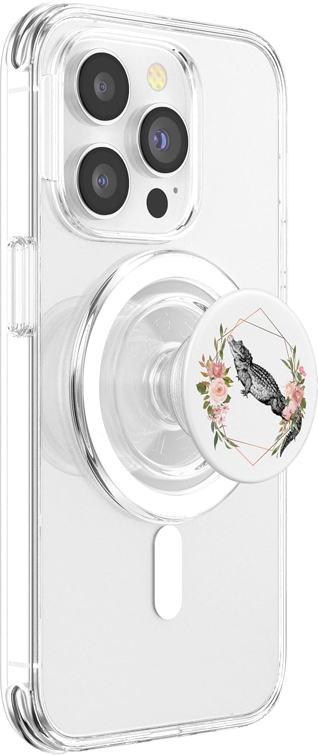 Crocodile Vintage Animal Drawing Alligator Biology White PopSockets MagSafe PopGrip for iPhone
