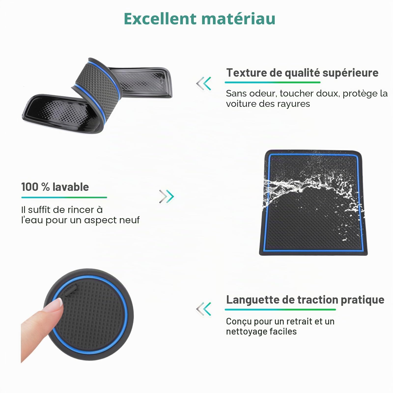 GAFAT Compatible avec Renault Rafale 2024 2025 2026 Tapis Antidérapants, Rafale Apine 2025 Tapis en Caoutchouc pour Console Centrale, Porte-Gobelet, Couture de Porte, Rafale Accessoires (Bleu)