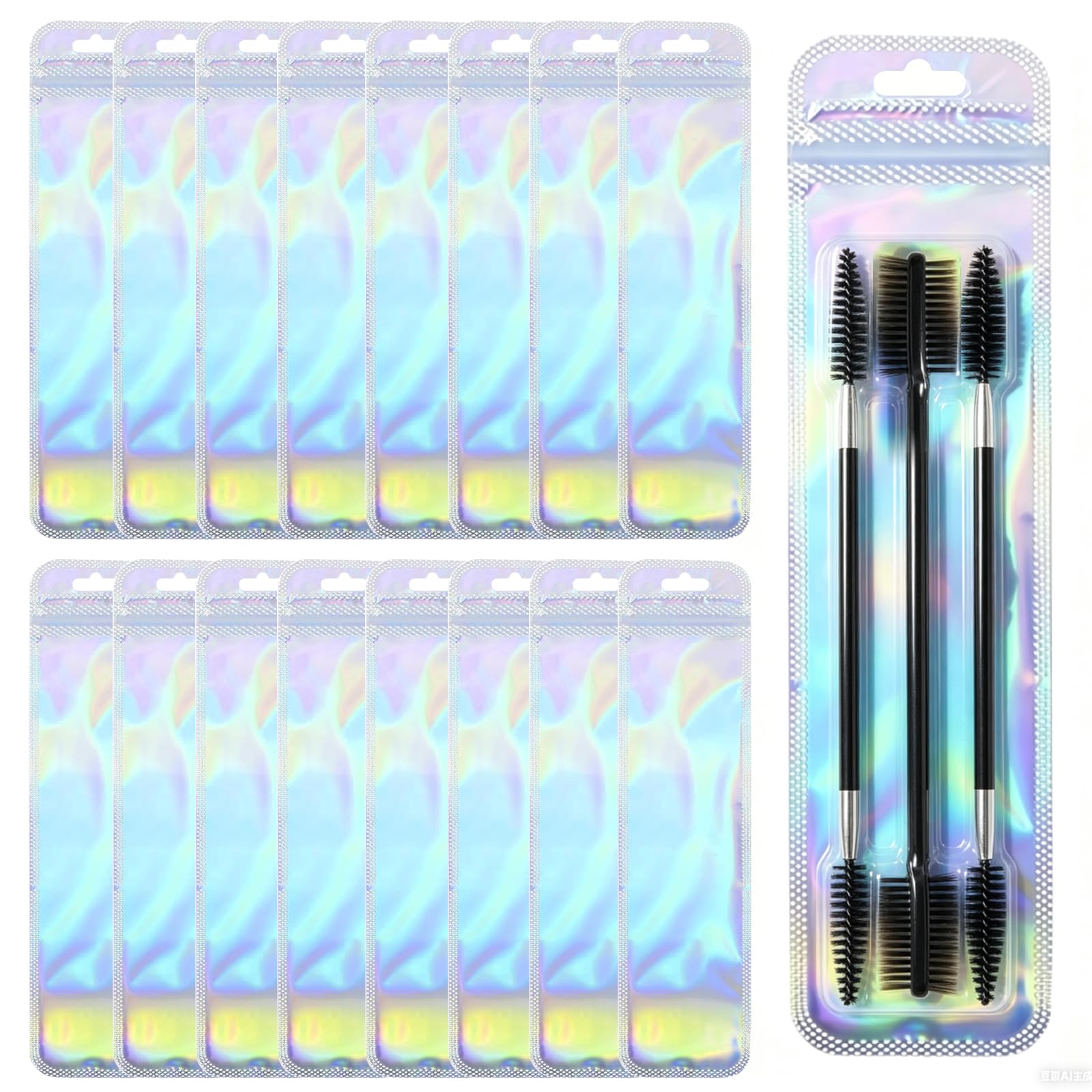 100 Pcs Holographic Bags, 6x23cm Smell Proof Pouch, Thickened Holographic Cellophane Bags, Resealable Pouches, Pen Bag, Glassine Bags for Packaging & Small Business