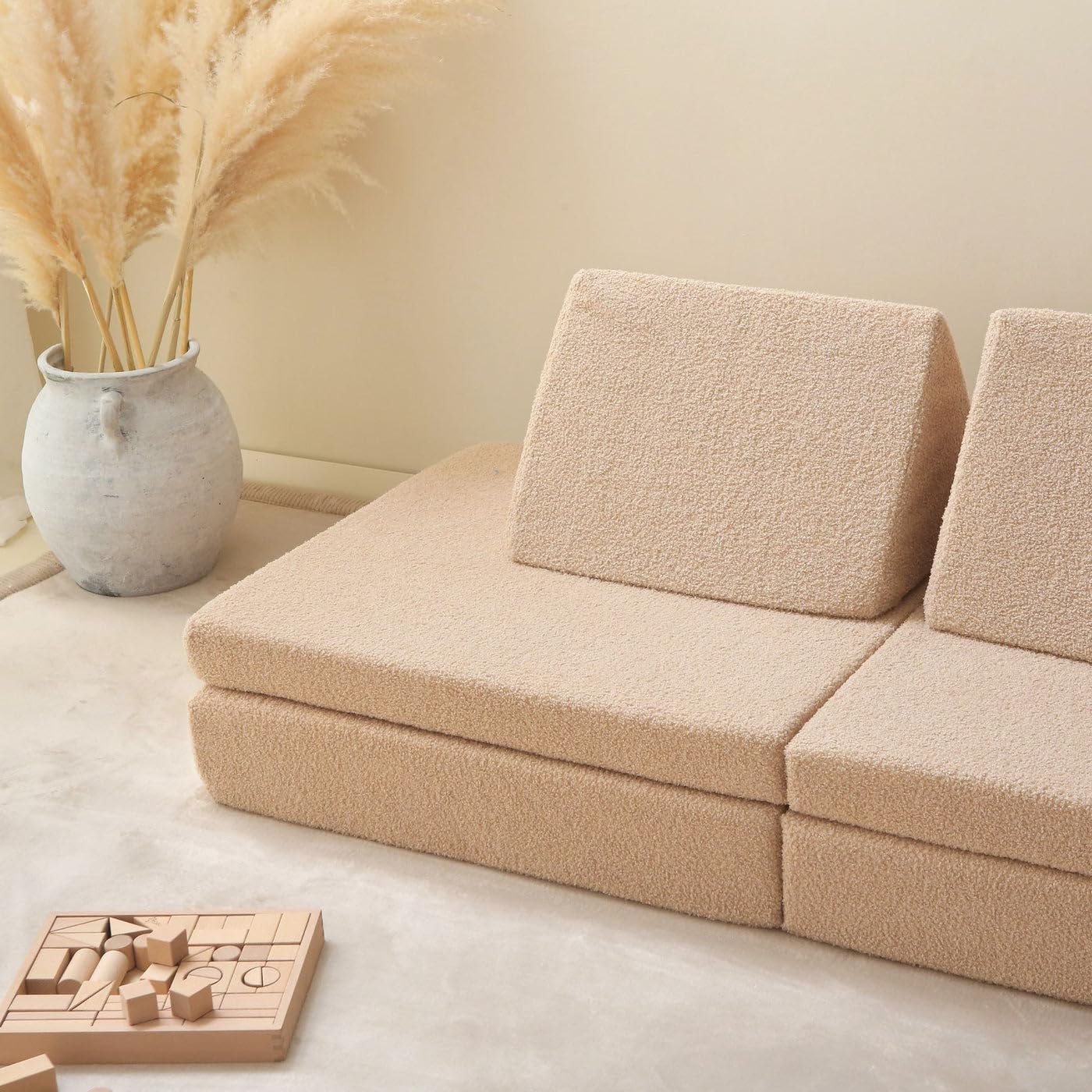 Hakuna Matte Modulares Kindersofa gemütliches Entspannen 150x66x52.5cm | Spielsofa für Kinder aus extra weichem Teddystoff Kinder-Couch mit maschinenwaschbaren Bezügen, für kreatives Spielen