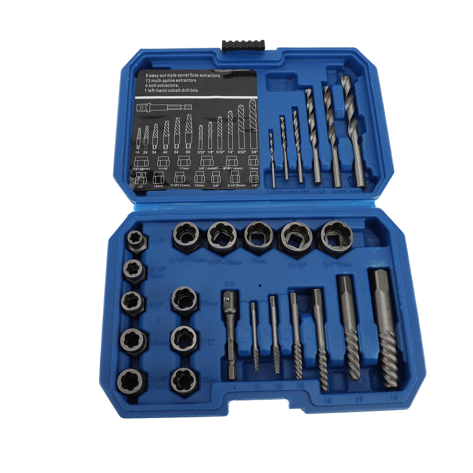 26PCS Bolt Nut Removal Tools, with Screw Extractor Set, 40Cr Spiral Extractor Multi Spline Nut Remover Set, Suitable for Roof Maintenance, Repair Workshops, Machinery Workshops