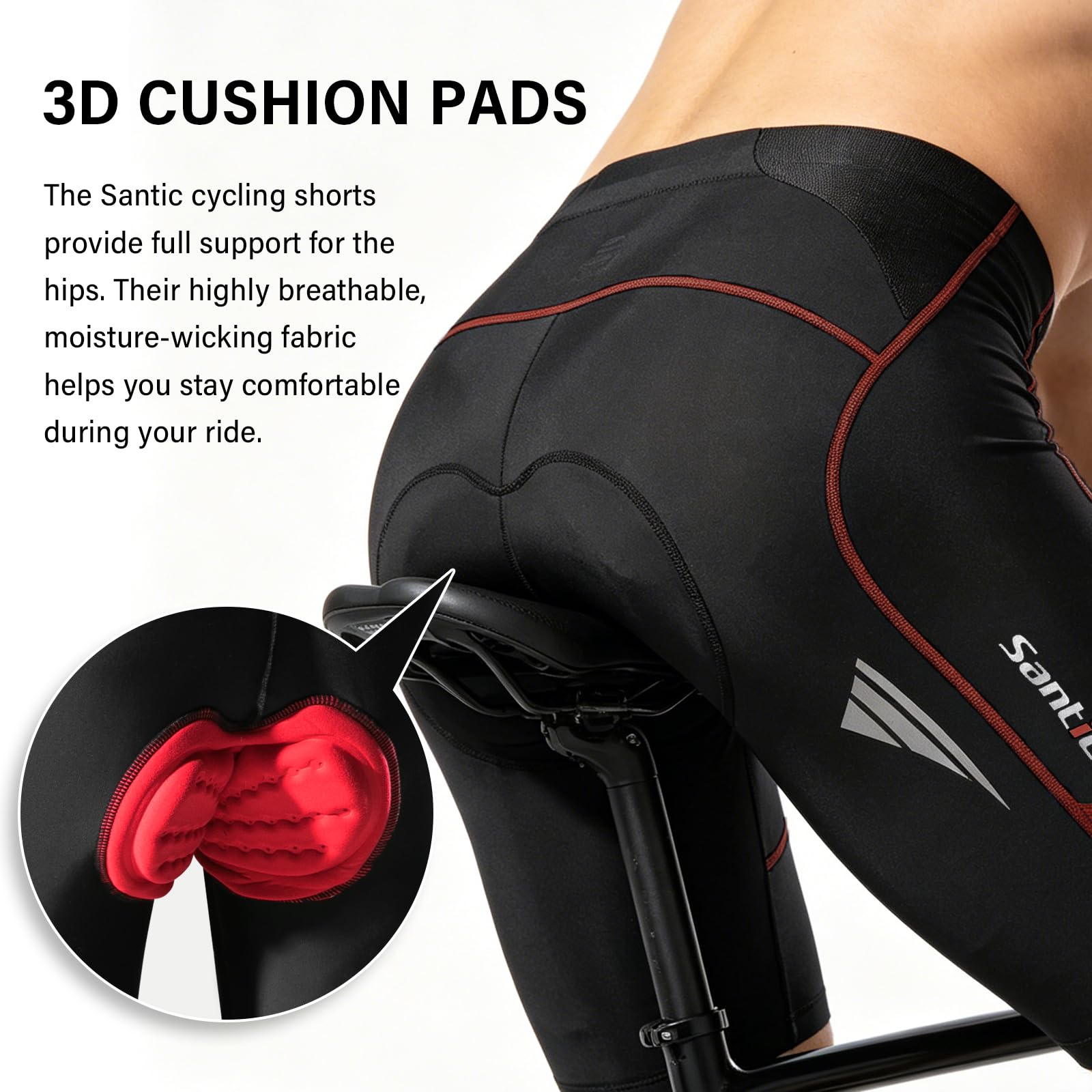 Santic Pantalon Ciclismo Hombre Corto Pantalones Bicicleta Hombre Montaña/MTB Acolchado