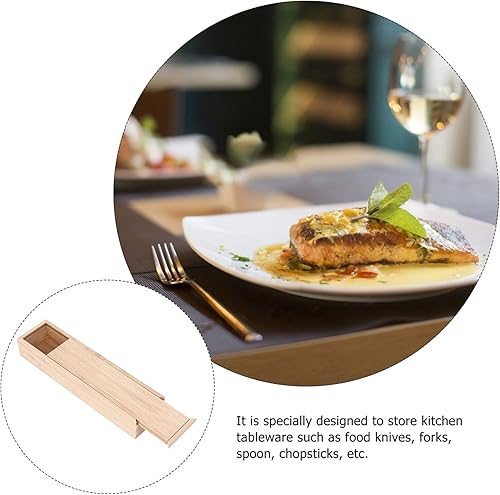 Miniatura 9 de Cabilock Elegante cubierta deslizante cuchillo tenedores caja de almacenamiento palillos caja cubiertos cajón organizador bambú vajilla