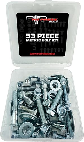 Pit Posse PP2764 - Kit de pernos métricos para motocicleta, cuatrimoto, 53 piezas, compatible con Honda, Yamaha, Kawasaki y Suzuki, pernos