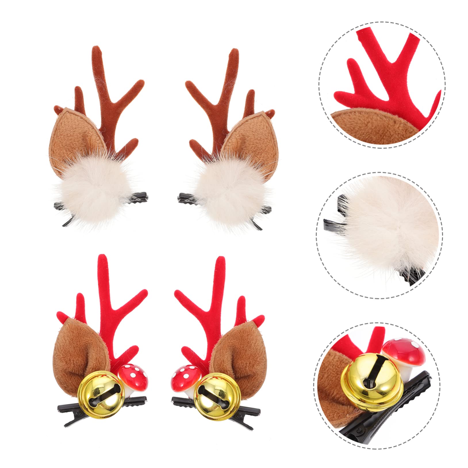 FRCOLOR 2 works Reindeer Antlers Hair Clips Christmas Headband Deer Ears Hairpins Xmas Girls Cute Headpiece Hair Accessories for Girls Women - Image 2